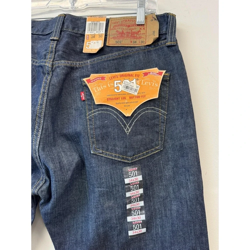 Levis 501 Jeans Mens 34x29 Blue Wash‎ Original Fit Straight Leg Button Fly Denim